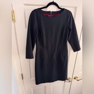 SPANX Black Long Sleeve Ponte Sheath Dress with Red Lining